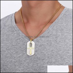 Pendentif Colliers Amovible Ankh Collier Acier Vie Croix Égyptienne Hommes Bijoux Goldcolor La Clé Du Nil Drop Livraison Pendentifs Dhrwu