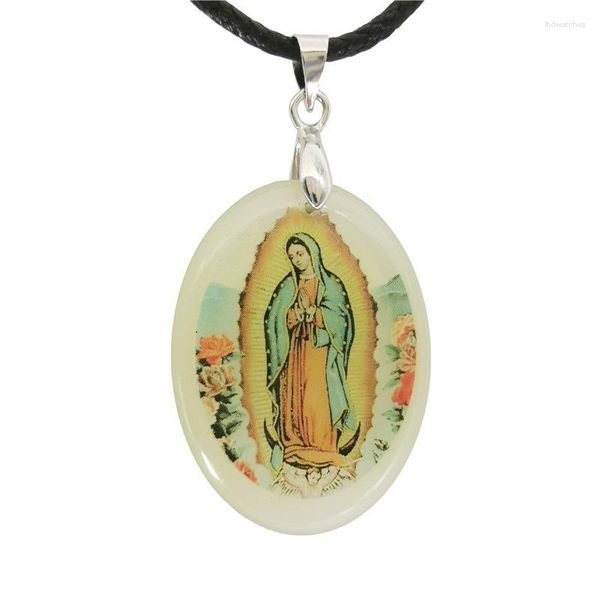 Collares pendientes Goma de gota de resina Collar de virgen cristiana Escritura luminosa Joyas católicas Regalo de fiesta