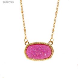 Pendentif Colliers Résine Ovale Druzy Collier Or Couleur Chaîne Drusy Hexagone Style De Luxe Designer Marque De Mode Bijoux pour Femmespendant JCJC