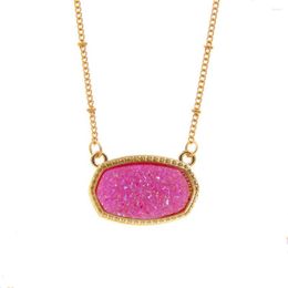 Collares colgantes Resina Oval Druzy Collar Cadena de color dorado Drusy Hexágono Estilo Diseñador Marca Joyería de moda para mujeres