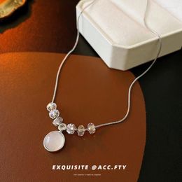 Ожерелья с подвесками из смолы и циркона, круглое ожерелье, Южная Корея, пригородная цепочка на ключицу, женская