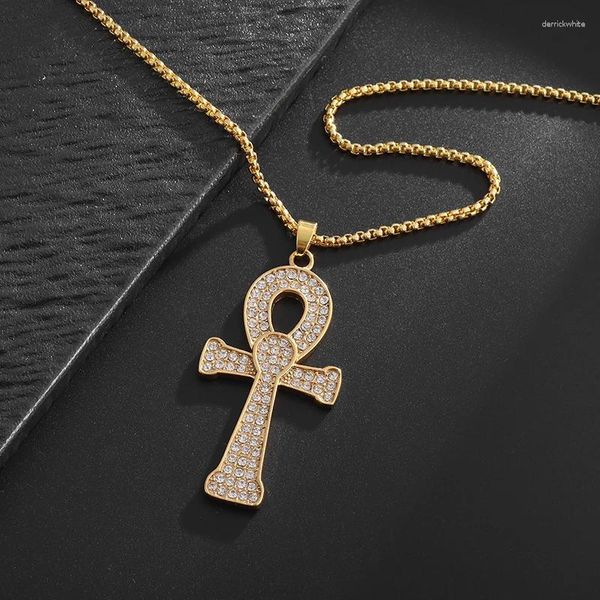 Pendentif Colliers Rétro et mignon Produit de printemps Oeil d'Horus Ankh Anka Croix de style égyptien antique Bijoux polyvalents dorés