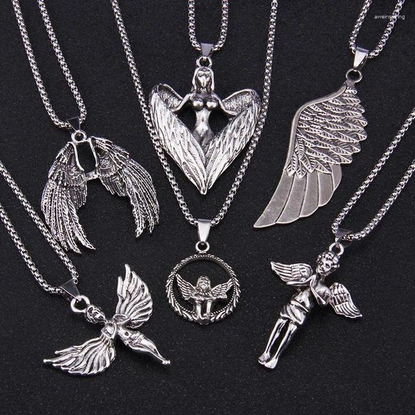 Pendentif Colliers Rétro Angel Wing Collier Simple et à la mode Personnalité Hommes Femmes Hip Hop Party Bijoux