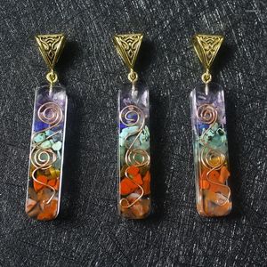 Pendentif Colliers Rétro Coloré Chips Pierre Naturel Chakra Orgone Énergie Pendule Amulette Reiki Guérison Orgonite Cristal Pour Les Femmes