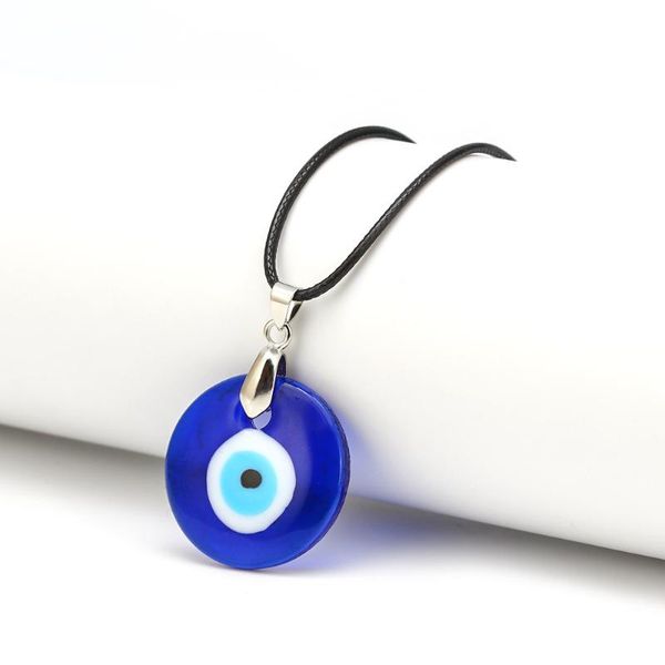 Pendentif Colliers Rétro Devil's Blue Eye Collier Pour Femmes Imitation Pierre Naturelle Résine Palm Eyes Clavicule Chaîne Parti BijouxPendentif