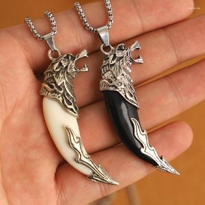 Pendentif Colliers Rétro Dominateur Viking Style Wolf Fang Crescent Mode Hommes Collier Hip Hop Bijoux Cadeau