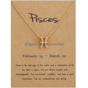 Colliers pendants Retro English Letters 12 Constellation Zodiac Sign Collier Horoscope Jewelry Galaxy Libra Astrology Gift with Retai Ot7WI