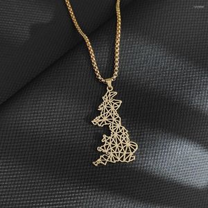 Hanger kettingen retro voor vrouwen en mannen uk kaart ketting geometrisch land moederland choker roestvrijstalen sieraden cadeau