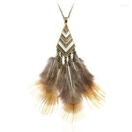 Pendentif Colliers Rétro Forme Géométrique Plume Chandail Chaîne Bohème Célèbre Vent Collier Tournesol Oorbellen Nappa Bijoux BOHO Cadeau