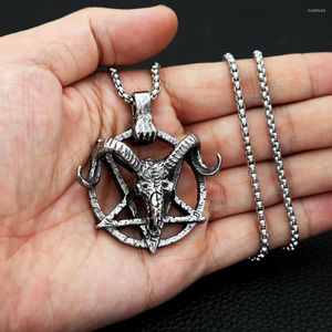 Hanger kettingen retro geitenkop ketting voor man roestvrij stalen pentagram pan god schedel hangers occulte vintage sieraden cadeau