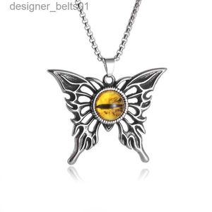 Hanger Kettingen Retro Gothic Devil Eye Vlinder Hanger Schedel Insect Ketting Mannen Gepersonaliseerde Punk Hip Hop Rock Tren JewelryL231215