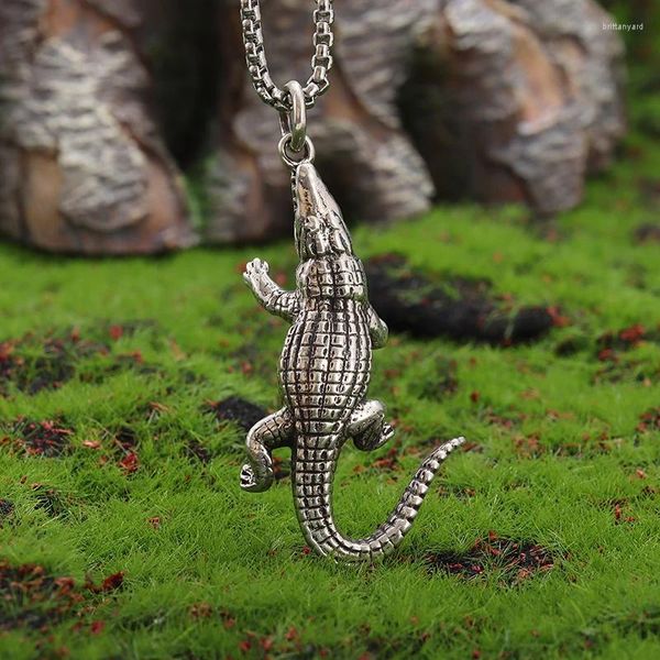 Pendentif Colliers Rétro Gothique Dominateur Lézard Crocodile Animal Collier Hommes Personnalisé Punk Moto Fête Bijoux Cadeau