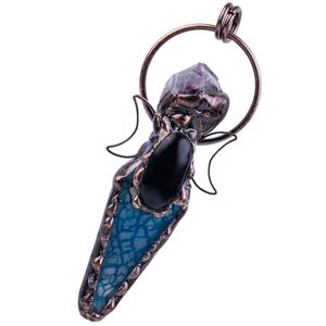 Hanger kettingen retro natuurlijke amethist cluster reiki bevlekte agaat genezing zwarte obsidiaan kralen charmes voor sieraden Making Pendant