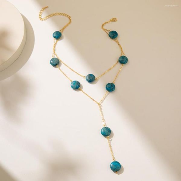Collares colgantes Retro Collar de piedra natural para mujeres Diseño simple Ladies Street S Joyería Fábrica Directa al por mayor