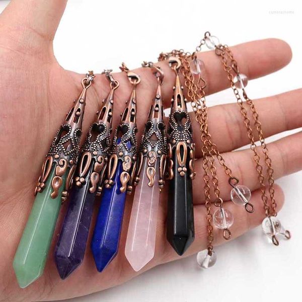 Collares pendientes Péndulos de piedra natural retro para radiestesia Reiki Chakra Cristales curativos Cuarzo Ópalo Péndulo Wicca Adivinación Amuleto