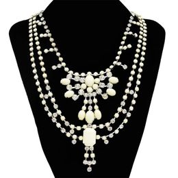 Collares pendientes Retro Pearl Chian Collar Colorido Rhinestone Amor Multicapa Gargantilla Para Mujeres Niñas Fiesta Joyería de Moda Regalos Colgante