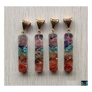 Pendentif Colliers Rétro Reiki Colorf Chakra Améthystes Naturelles Lapis Lazi 7 Couleurs Pierre Pilier Pendentifs Charmes En Gros Drop Delive Dhqmz