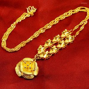 Colliers pendants Collier de fleur de rose rétro 18 carats Gold Chain de cou de la chaîne de cou de la chaîne de cou