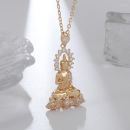 Collares colgantes Retro Simple budista loto Buda collar hombres y mujeres personalidad amuleto Casual accesorios exquisitos