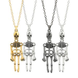 Colliers pendentif rétro squelette fantôme colliers Halloween collier pour amis couples tenir la main crâne colliers pour femmes fille adolescente 230831