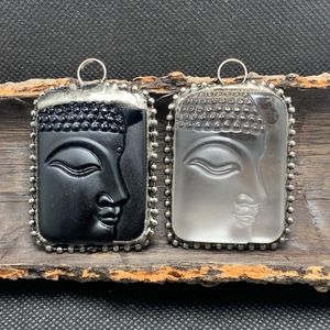 Pendentif Colliers Style Rétro Domestique Cristal De Verre Demi Visage Bouddha Aucune Matière Marque Européenne Et Américaine Chandail Chaîne Plaqué AvecPendentif