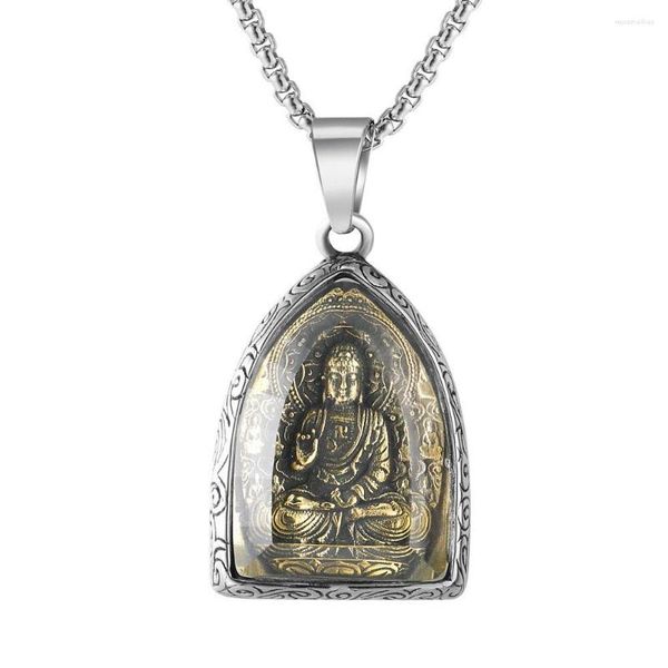 Collares colgantes Retro Tathagata Buddha Moda Accesorios para hombres y mujeres Regalo Amuleto Collar de acero de titanio Joyería de la suerte