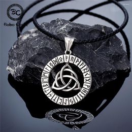 Collares colgantes Vikingos retro Futhark Nórdicos Runas Trinity Men Mujeres Acero inoxidable Nudo celta Triquetra Joya escandinava