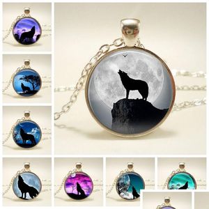 Hanger Kettingen Retro Wolf Ketting Huilende Tijd Edelsteen Glas Cabochon Massale Vriendschap Gift Drop Levering Sieraden Hangers Dhura