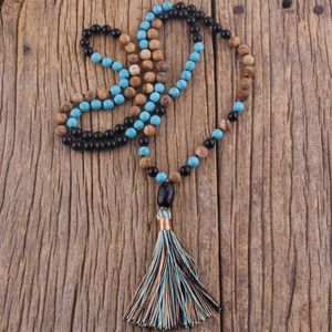 Colliers de pendentif RH Fashion Bohemian Jewelry Accessoire 108 Perle Multi Natural Stones nouée Tassel Mala Femmes Dropship cadeau