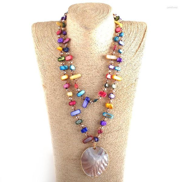 Pendentif Colliers RH Mode Boho Bijoux Shell Cristal Perles Long Noué Grand Collier WomenLariat Dropship