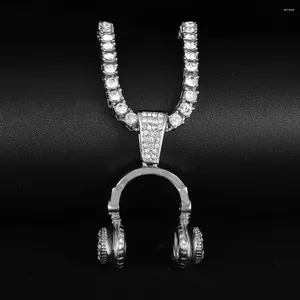 Collares colgantes Rhinestone Iced Out Collar Miami Cuban Link Chain Auriculares para cadenas de hombres Hip Hop Joyería Mujeres