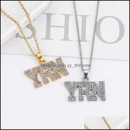 Collares colgantes letras de diamantes de imitación yrn joya de hop joya sier sier cadena larga collar Yydhhome entrega de caída 2021 Pendan yydhhome dhnlb