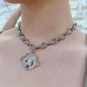 Hanger kettingen strass puppy hondenhoofd ketting voor vrouwen creatief cool plezier overdreven trendy y2k sieraden punk hiphop accessoires