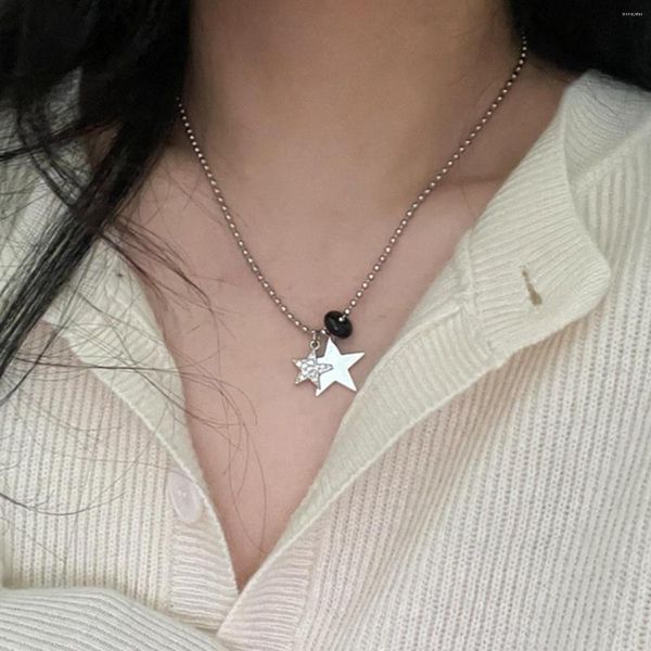 Pendentif Colliers Strass Star Perles Collier en métal Mode Clavicule Bijoux Cadeau Y2K pour Femmes Accessoires