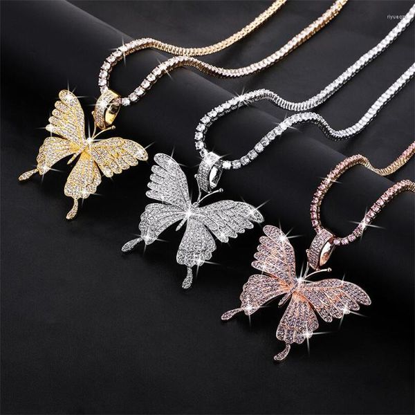 Collares pendientes diamantes de imitación mariposa para mujer regalo colgantes de moda collar tendencia Hip Hop joyería Torque Accesorios