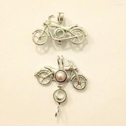 Pendentif Colliers Plaqué Rhodium Moto Médaillon Charme Peut Ouvrir Tenir Perle Moto Montage Pour DIY Bracelet Collier Bijoux