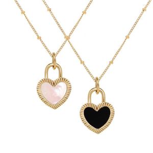 Colliers pendants rhysong vintage noir blanc coquille amour coeur Collier collier en acier inoxydable collier para mujer bijoux pour femmes