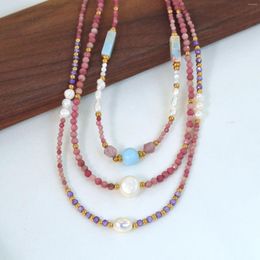 Pendentif Colliers Collier de perles de riz Perle Originalité Mode Cristal Simple Main Perles Réglable Bohême Couleur Perlée