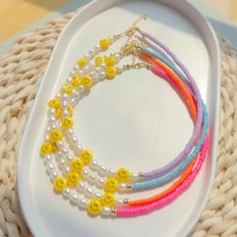 Pendentif Colliers Collier de perles de riz Perle Originalité Polymère Argile Mode Simple Tricot à la main Réglable Bohême Couleur Perlée