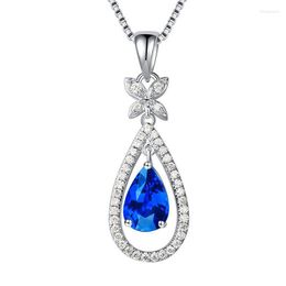 Hanger kettingen Ricki elegante ketting met waterdruppelvormige saffier zirkon edelstenen fijne sieraden voor vrouwen bruiloft zy180