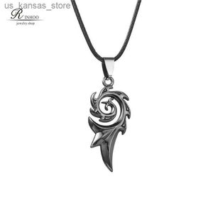 Colliers de pendentif Rinhoo 2023 Mens Punk Dragon Flame Titane en acier inoxydable Chaîne en cuir Cof collier Collier pour hommes