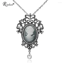 Colliers de pendentif Rinhoo Pendants bijoux pour femmes camée vintage fleur de beauté Collier en cristal Pulllier longue chaîne