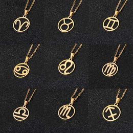 Pendentifs de collier Rinhoo acier inoxydable étoile signe du zodiaque collier 12 Constellation pendentif collier femmes chaîne collier hommes bijoux cadeaux L242313