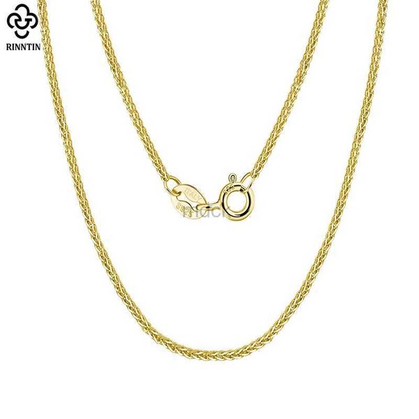 Collares colgantes rinntin 925 plata esterlina 14k oro italiano collar de cadena de chopin para mujeres joyas de cadena básica de cuello hecha a mano SC53 240419