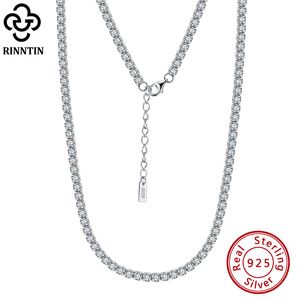 Pendentif colliers Rinntin solide 925 en argent Sterling femmes collier de Tennis étincelant rond zircon cubique pour les femmes cou chaîne bijoux SC45 230329