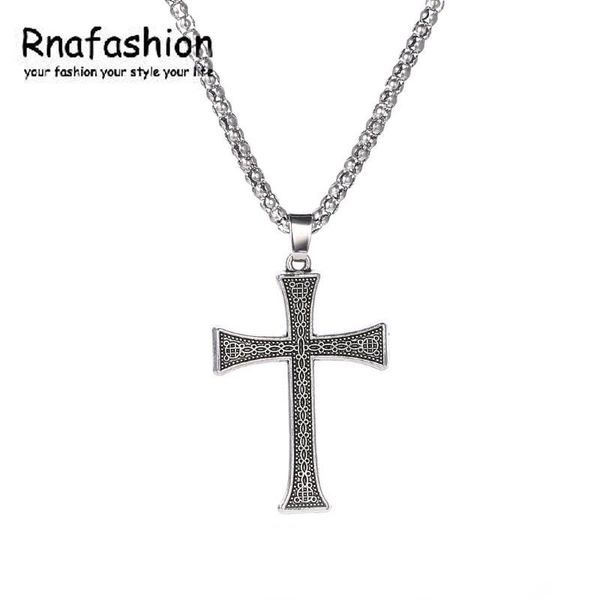 Collares colgantes RNAFASHION Joyería 2021 Llegada Collar cruzado Chapado en plata para mujeres Hombres Joyería Punk Hip Hop Christian