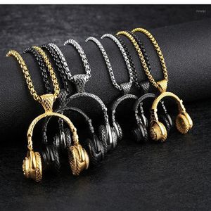 Hanger Kettingen Rock DJ Muziek Hoofdtelefoon Ketting Mode Roestvrij Staal Mannen Vrouwen Hip Hop Headset Party Cool Jewelry240J