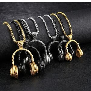 Collares colgantes Rock DJ Música Auriculares Collar Moda Acero inoxidable Hombres Mujeres Hip Hop Auriculares Fiesta Cool Jewelry287G