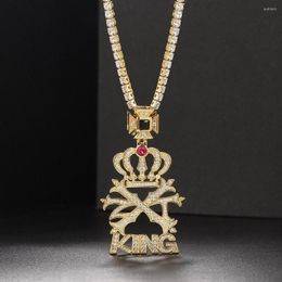 Hanger kettingen Rock King Crown For Men Women Hiphop Jewelry Luxury Iced Out tennisketen Choker ketting Punk -accessoires