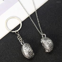 Hanger Kettingen Rock Metal Hersenen Ketting Cerebrum Sleutelhanger Charms Tas Rugzak Fiets Autosleutel Ornament Opknoping Man Jongen Student Sieraden